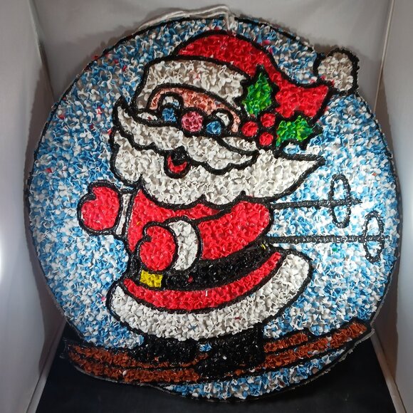 Vintage Santa Popcorn Plastic Skiing in Snow Globe - Picture 1 of 9